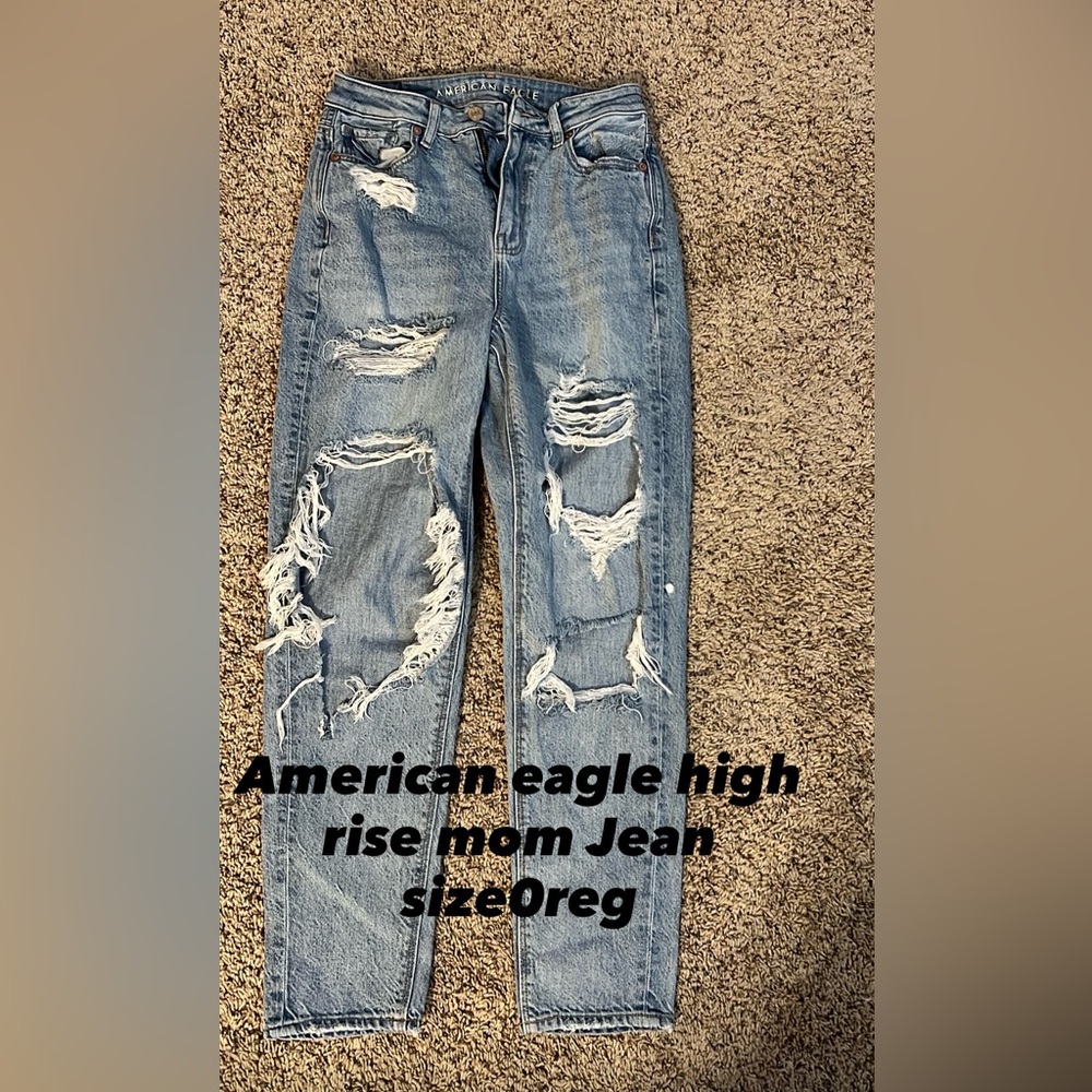 American Eagle Outfitters High Rise Ripped Jeans - Blue
